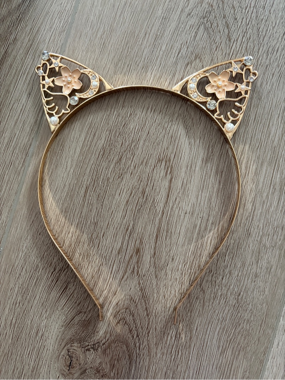 Gold Floral Cat Ear Headband - Women's Accessory
